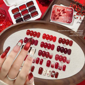 1pc 9-color red solid nail polish tomato red cherry red painting gradient bright gel nail art creation decoration salon DIY
