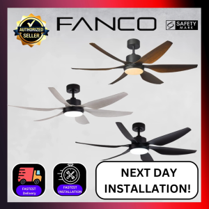 (NEXT DAY INSTALL) Fanco Heli 6-Blades DC Ceiling Fan with Remote Control and LED 3-Tone Light
