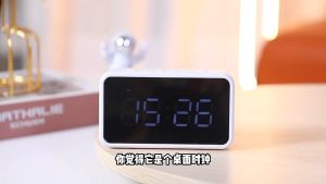 Mirror Alarm Clock Bluetooth Speaker Wireless Subwoofer with LED Music Player Desktop Clock Snooze Bass