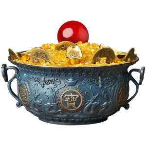 Bronze Treasure Bowl Decorative Piece for Business Opening Living Room Decoration Attracting Wealth Gift for Moving Ceremony