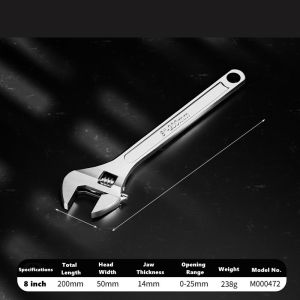 Adjustable Wrench Large Openin Long Handle Universal Spanner Clamp Wrench CR-V Steel Mechanical Workshop Hand Repair Tools