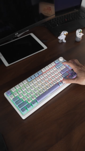 RK ROYAL KLUDGE คีย์บอร์ดเกมไร้สา M75ปะเก็น RGB คีย์บอร์ดแบบกลไกแบบถอดเปลี่ยนได้พร้อมจอแสดงผลอัจฉริยะและปุ่มกุญแจหมวก81ปุ่ม2.4 Ghz/bluetooth/USB-C คีย์บอร์ดแบบมีสาย