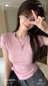 COD BAJU KAOS WANITA KAOS POLOS SLIM FIT LENGAN PENDEK T-SHIRT COTTON COMBED