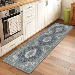 VIKAMA Vintage Ethnic Rug Durable And Machine Washable Entrance Hallway Doormat Kitchen Corridor Hallway Rug Home Decor