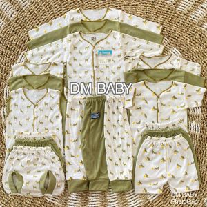 Series Hijau Lumut - 18pcs / 9stel Baju Bayi Baru Lahir Series Hijau Lumut 0-3 Bulan SNI Bayi Baru Lahir New Born Lembut Tebal Adem Bayi Baru Lahir