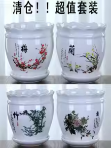 Large Size Ceramic Flower Pot with Tray Hanging Lily Green Ivy Succulent Plant Pots Creative Personalized Home Garden Pots