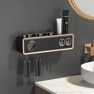 UV Toothbrush Holder Deep Sterilizer Toothpaste Squeezer Light Energy USB Charging Fast Drying Wall-mounted bathroom StorageRack