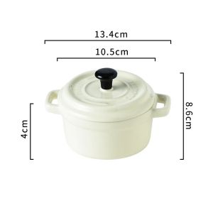 200ML Ceramic Breakfast Bowl Ramekins with Lids Oven Safe Creme BruleeMini Casserole Souffle Cover&Handle for French Onion Soup