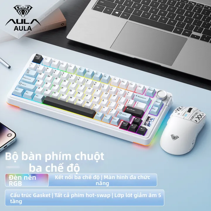 AULA-MOJING | Bộ bàn phím và chuột không dây dành cho chơi game, máy tính, thiết bị ngoại vi laptop, có thể thay thế nhanh chóng