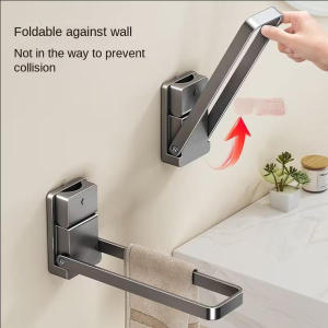 Foldable Suction Cup Towel Rack Space-Saving Rack Compact Design Damage-Free Removal Easy Installation Moisture-Resistant
