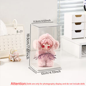 1pc Transparent Acrylic Dustproof Labubu Display Box Toy Collectible Display Box Desktop Organizer