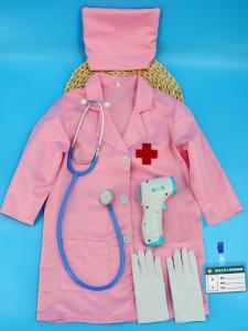 เด็กชุดพยาบาลหญิงหมอสีขาว Lab Coat โรงเรียนอนุบาลพยาบาลบทบาทเล่น Workwear สีชมพู
