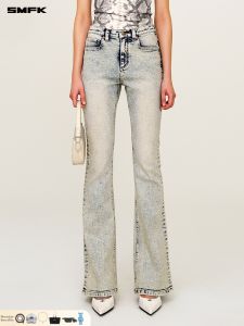 SMFK | Retro Flared Stretchy Jeans Trousers