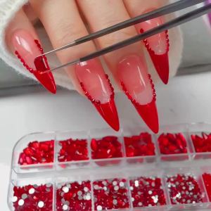 12Grids 3D AB Diamond Rhinestones Nail Charms Mixed-Shapes Glass Gemstones Nail Art Decorations DIY Luxury Manicure Accessories