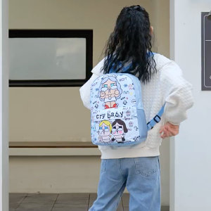 🎀༘ สนับสนุนให้น้องๆใช้ กระเป๋าเป้ ลายการ์ตูน ซิปช่องหน้า ช่องด้านข้างเป็นตาข่าย ขนาด 14 นิ้ว