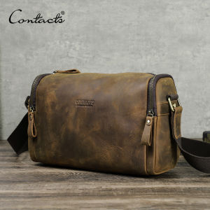 CONTACTS Men Vintage Crossbody Bags Sling Shoulder Bags Large Capacity Messenger Bags Male Travel Bags for 8.3 inch iPad Mini