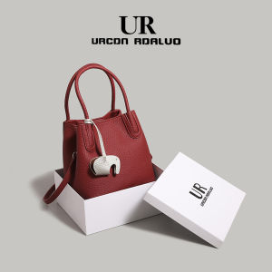 UR Litchi Pattern Bucket Bag Womens Fashionable Summer Handbag Soft Shoulder Crossbody Bag High Quality PU Leather Handbags