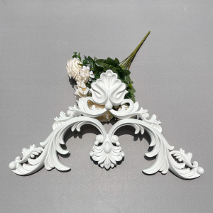 Curved PU lines with corner flowers French home decor imitation plaster polyurethane mold background wall decor.