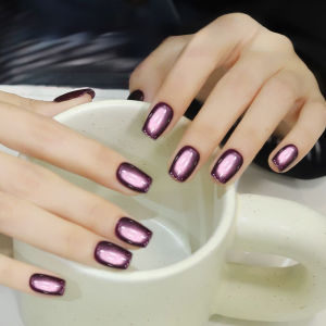 10 มล. 1 ชิ้น 2025 น้ำยาทาเล็บสีม่วงแบบใส ลูกปัดแก้วสีม่วง น้ำยาทาเล็บเจลตาแมวสีม่วงดำ สำหรับตกแต่งเล็บช่วงคริสต์มาส