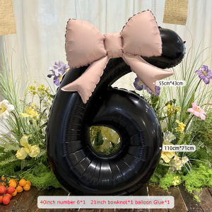 2pcs 40inch Black Bowknot Number Foil Balloons Photo Props Wedding Birthday Party Decorations Anniversary Decoration