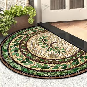 VIKAMA Bohemian Style Mandala Semi-Circular Floor Mat Anti Slip And Washable Foot Mat Foyer Home Decoration