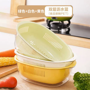 Hai Lớp Xuyên Thấu Giỏ Thoát Nước Pet Nhà Bếp Đa Năng Rửa Trái Cây Làm Sạch Rau Củ Lọc Nước Bồn Rửa