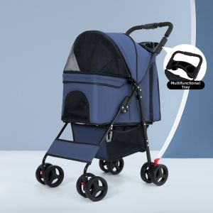 Foldable Easy Installation Pet Stroller with Tray