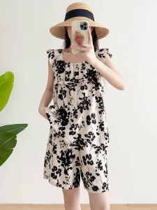 ชุดนอนผู้หญิงฤดูร้อน ชุดนอนผ้าไหมฝ้ายบางไร้ไหล่ ชุดนอนแขนกุด ชุดนอนหลวมๆ ชุดนอนลำลองในบ้าน ชุดนอนผ้าฝ้ายเทียม