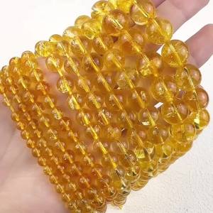 1 Strand Natural Citrines Energy Stone Crystal Round Loose Beads For Jewelry Making DIY Bracelets Necklaces Accessories 4-12MM