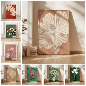 Frameless Retro Minimalist Flower PrintingPlant Leaf Potted PrintingBohemian StyleModern Spring Living Room Wall Art Decor