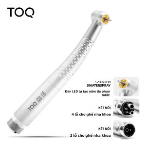 Đầu Mài Nha Khoa Tốc Độ Cao Kiểu Hộp Mực 5 Đèn LED 5 Đầu Mài Với 2/4 Lỗ Phun Nước Bạc Đạn Gốm Cho Vật Liệu Nha Khoa