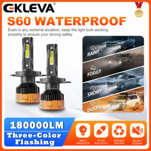 EKLEVA S60 2PCS H7 1200W H4 LED Headlights H1 H11 9005 9006 9012 6500K 4300K 3000K Three Color Remote Control for Car Headlights Lights