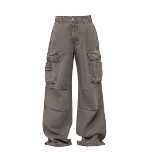 กางเกงทำงานขากว้างสไตล์ย้อนยุคสไตล์อเมริกันสำหรับผู้ชาย กางเกงขายาวทรงหลวมสบาย ๆ กระเป๋าใส่โทรศัพท์มือถือ