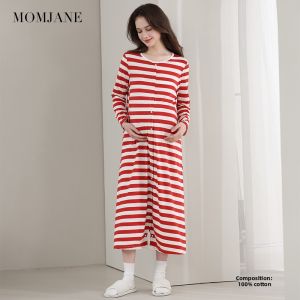 Mom Jane | Maternity Nightgown Breastfeeding Pregnant Women Clothing Long Sleeve Postpartum Dress