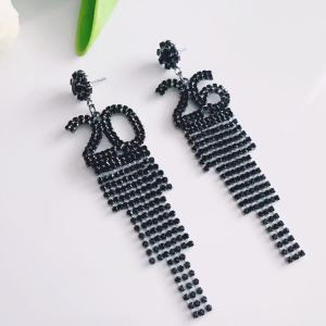 Full Rhinestone Crystal Flower Number 2026 Long Tassel Asymmetric Drop Dangle Earrings Near Year Party Gift for Women Christmas