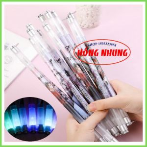 Bút Quay Phát Sáng Đèn Led 2 Đầu Đổi Màu Tự Động Gập Đôi Biểu Tượng Hoạt Hình Bút Xoay Giải Trí