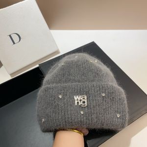 Warm Knitted Hat with Water Diamonds And Rabbit Fur Ear Protection Fashionable Sweet Style Korean Version Winter Cap for Women