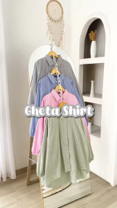 Gheta Stripe Shirt Basic Kemeja Wanita Korea Style Basic Casual Lengan Panjang