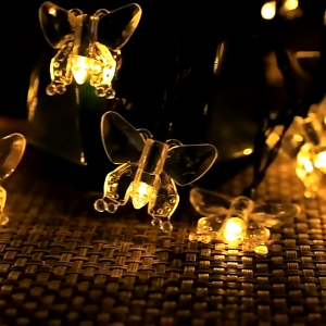 【VIDKHSY Store】Solar Butterfly String Lights Outdoor Garden Decor-30 LED Waterproof Christmas Holiday Lights Decorations for Patio Yard Holiday Party