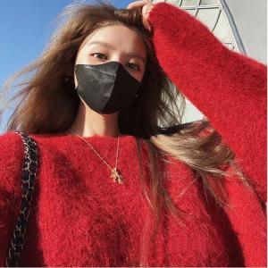 Christmas Red Thickened Loose Sweater Womens Overhead Winter Warm Knitted Long Sleeve round Neck Pullover Fashionable Casual Style