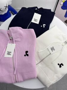 Restandrecreation RR Letter Embroidered Knitted Short Sleeveless Hooded Cardigan Long Sleeve Zipper Slim Fit Outerwear