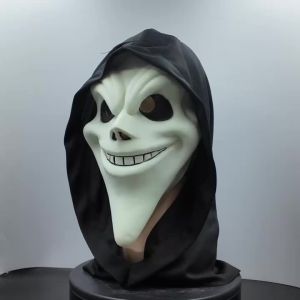 Ghost Face Mask with Hood Halloween Costume Scary Movie Funny Killer Cosplay Prop for Adults Horror Party
