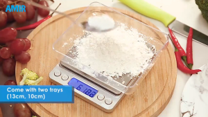 XT Food Weighing Scale Scale Digital Grams Kitchen Scale 3kg 0.1g Stainless Steel Pocket Scale Extra 2 Trays for Herb Powder Gold Coin