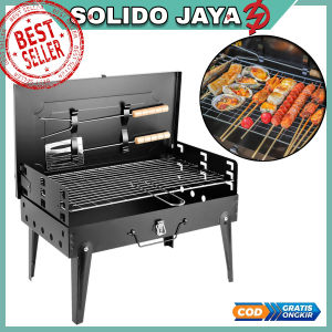 Alat Panggang Portable BBQ Barbeque Anti Lengket Alat Panggangan Arang Grill Stove Foldable Bakaran Ayam Bakar Ikan Bakar Roti Bakar Sosis Sate Daging Kambing Sapi Alat Bakaran Praktis Serbaguna Tahan Lama Anti Gores