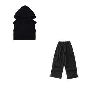 Girls Jazz Dance Performance Outfit Street Dance Childrens Sports Meeting Costume Balletleatherwear Polyester Material