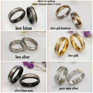 OBRAL CUCI GUDANG!!! Cincin Titanium Couple banyak motif Dapat 2 Pcs Cincin Aksesoris Fashion Perhiasan Anti Karat
