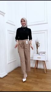 FARASKA - CELANA KULOT CARGO TWILL STRETCH COMBED PREMIUM JUMBO MUAT BB 90 KG