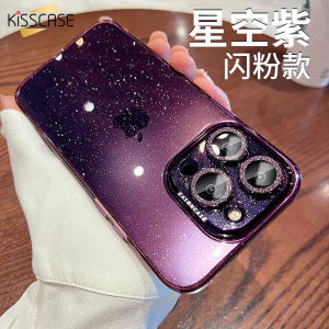【Có Ống Kính Phim】kisscase Ốp Lưng Màu Hồng Đậm Ánh Sáng Bầu Trời Ngôi Sao Mới Cho iPhone 14 Pro Max 14 Plus 13 12 Khung Máy Ảnh Kim Cương Lấp Lánh Ngôi Sao Trong Suốt Ốp Lưng Điện Thoại Di Động Thời Trang Chống Sốc Chống Trượt Chống Rơi