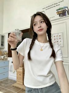 XINDADANG | Áo Thun Trắng Cổ Tròn Cho Phụ Nữ Mùa Hè
