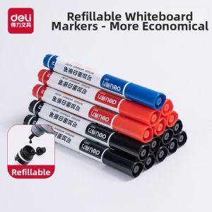 deli | Easy-to-Write Erasable Refillable Board Marker for Teachers and Children